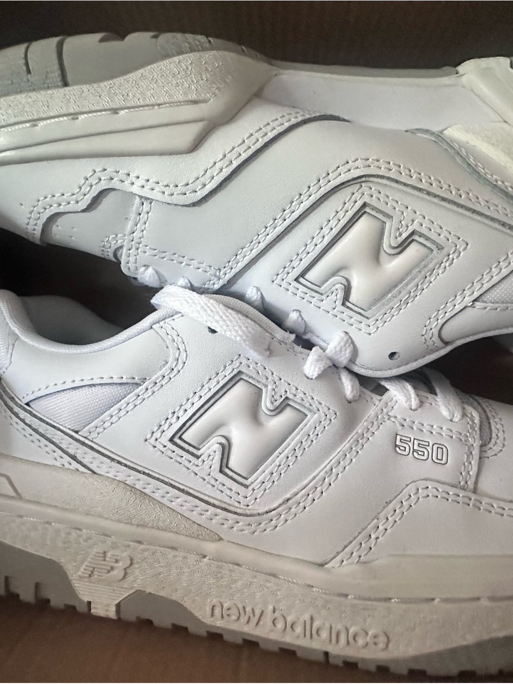 New Balance kid’s 550 All-White Athletic Sneakers